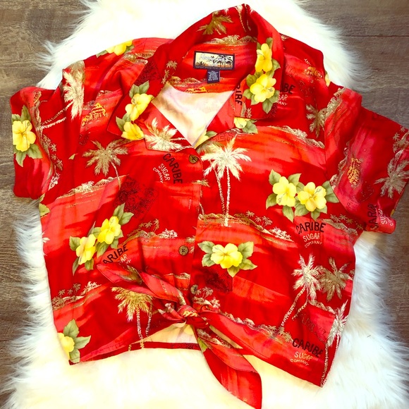 Havana Jacks Cafe Floral Hawaiian tie shirt